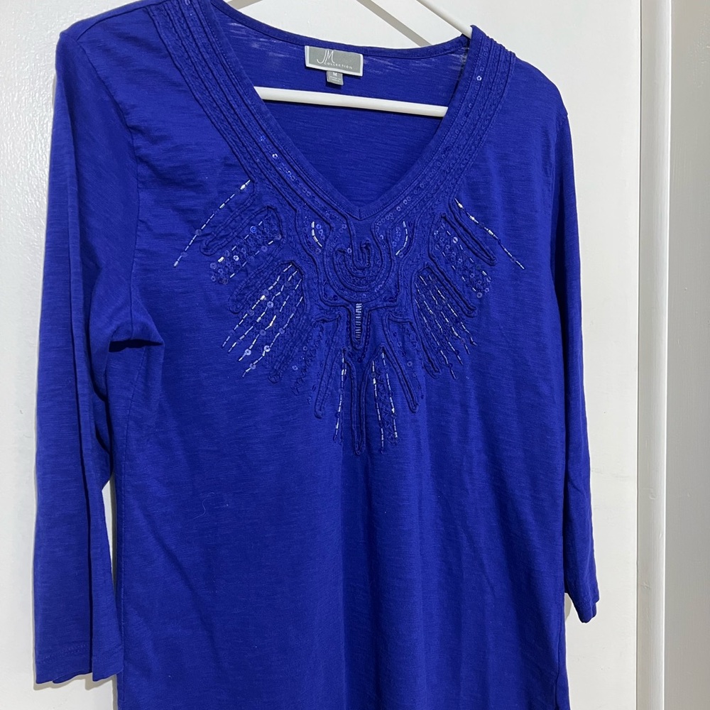 Women’s Royal Blue tunic with sequin detail medium
